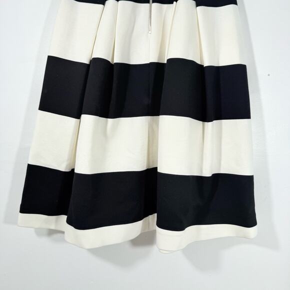 Nicholas Black White Stripe High Rise A Line Pleated Knee Length Skirt Size 2 - Picture 5 of 12